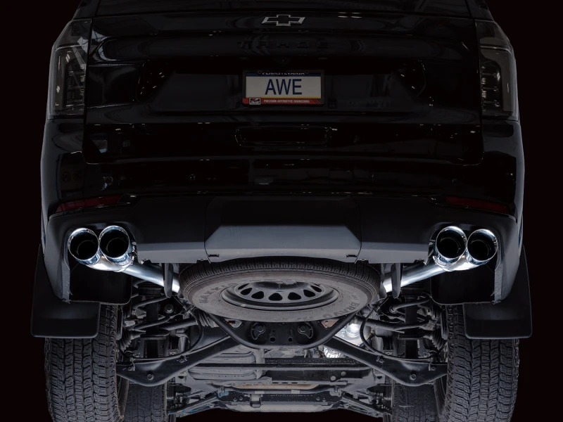 AWE Tuning 2021+ GMC Suburban/Yukon XL 5.3L 0FG Split Rear Exit Catback - Quad Chrome Silver Tips