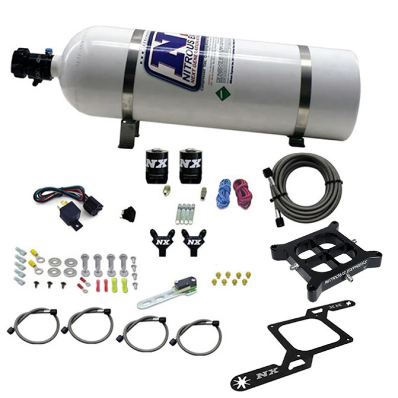 Nitrous Express 4150 Billet Crossbar Pro-Power Nitrous Kit (100-500HP) w/15lb Bottle