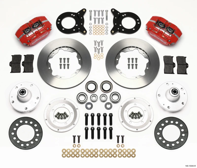 Wilwood Dynapro Dust-Boot Front-Kit 11,00 Zoll Rot 1965-1969 Mustang Disc & Drum Spindel