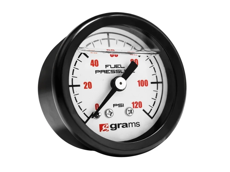 Grams Performance Universaler 0-120 PSI Kraftstoffdruckmesser - Weißes Zifferblatt