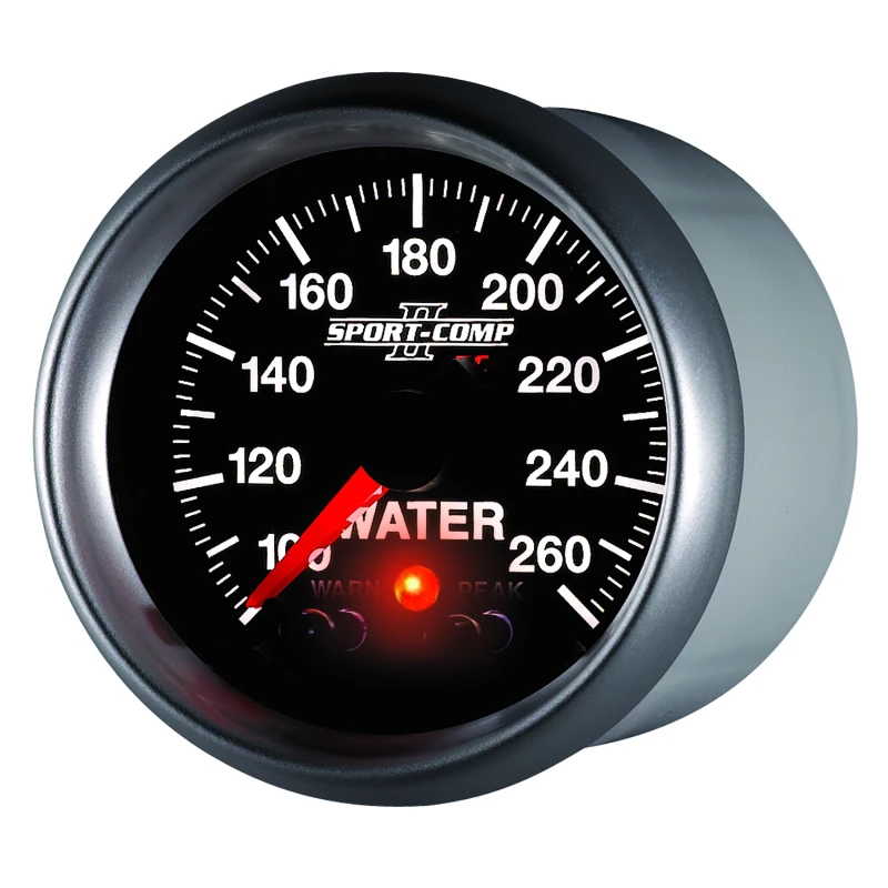 Autometer Sport-Comp II 52.4mm 100-260 Deg F Water Temp Peak & Warn w/ Electronic Control Gauge
