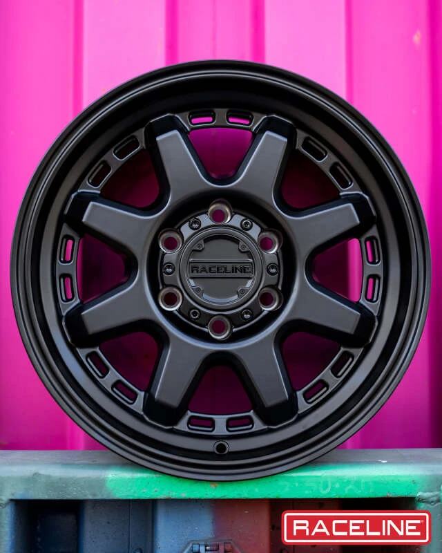 Raceline 947B Scout 16x8in / 8x165.1 BP / 0mm Offset / 125.2mm Bore - Satin Black Wheel