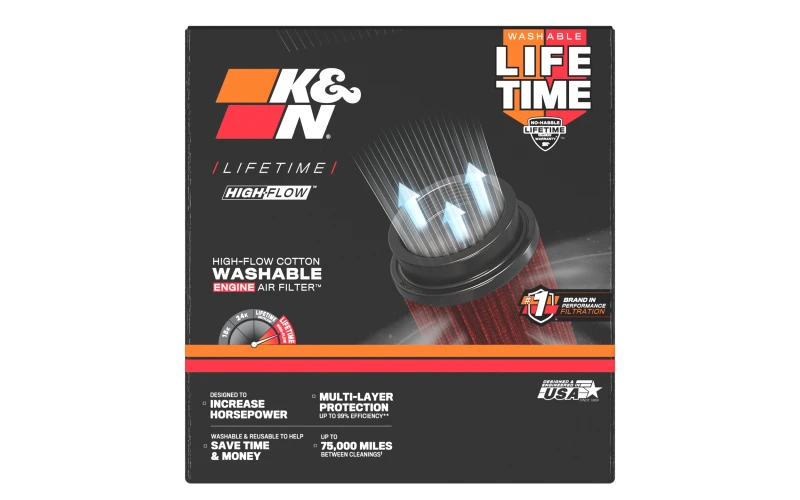 K&N Universal Clamp-On Air Filter 6in FLG / 7-1/2in B / 4-1/2in T / 5in H