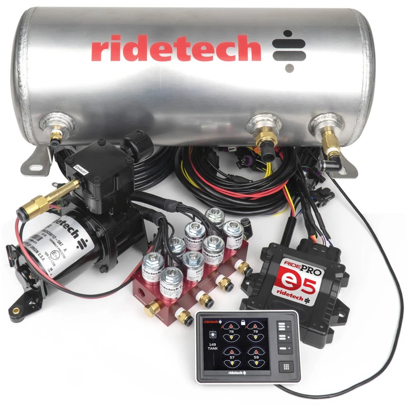 Ridetech RidePro E5 Luftfahrwerk Kontrollsystem 3 Gallonen Einzelkompressor 1/4 Zoll Ventile