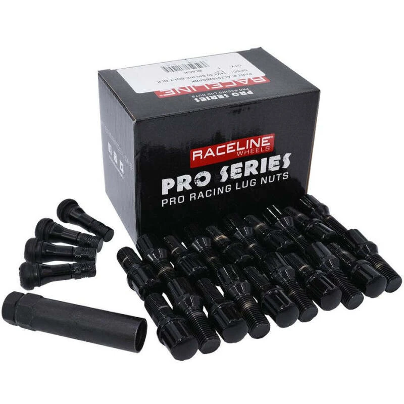 Raceline 14x1.5 Spline Black Lug Bolts (Set of 20)