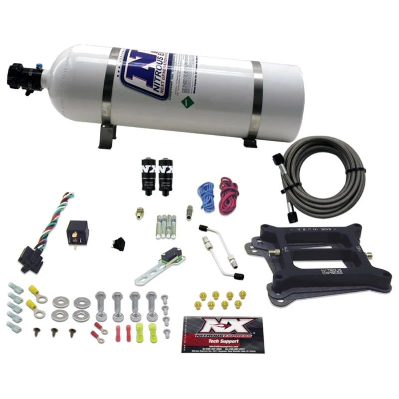 Nitrous Express 4150 Hitman Plus 4-BBL Nitrous Kit (50-200PS) mit 15lb Flasche