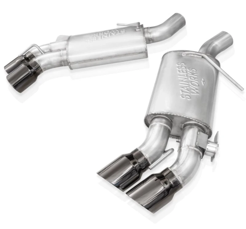Stainless Works 16-21 Camaro SS 3-Zoll-Legend-SW-Connect-Achse hinten mit Ventil - 4-Zoll-Quad-Schwarz-Tipps