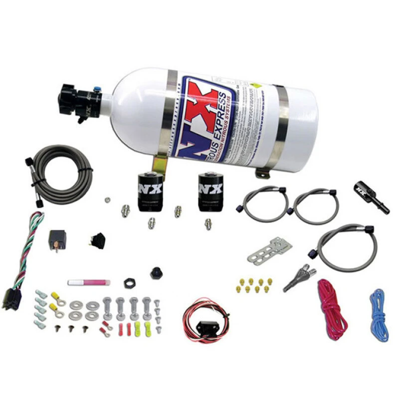 Nitrous Express 11-15 Ford Mustang GT 5.0L Coyote Einzel-Düse-Nitrous-Kit (35-150PS) mit 10lb-Flasche