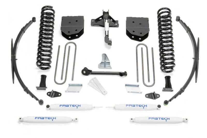 Fabtech 08-16 Ford F250/350 4WD 8 Zoll Basic-System mit Perf.-Stoßdämpfern & Hinterer Blattfeder