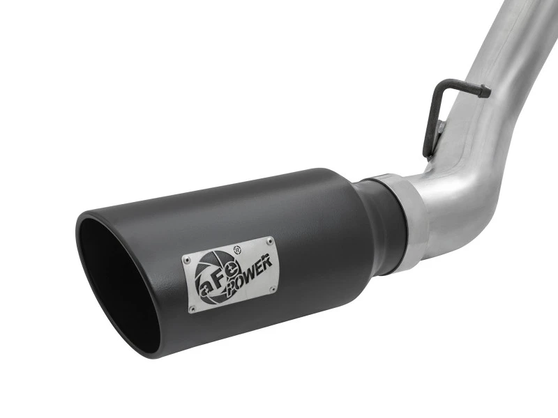 aFe LARGE Bore HD 4 Zoll Dual DPF-Back SS Auspuff mit schwarzer Spitze 16-17 GM Diesel LKW V8-6.6L (td) LML