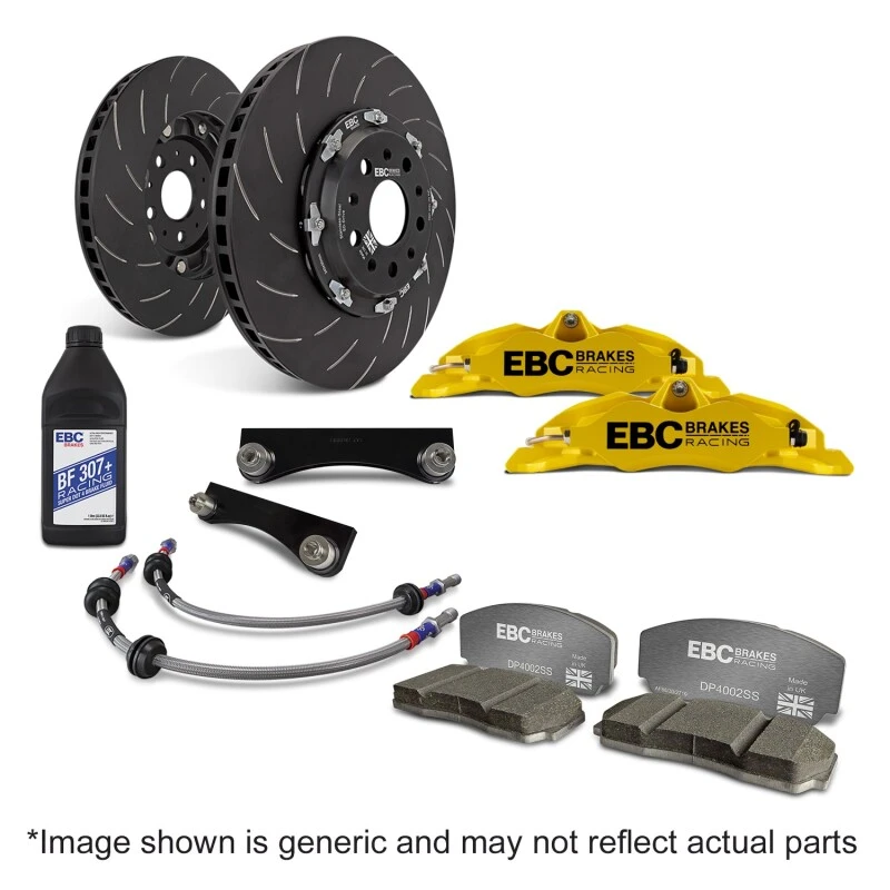 EBC Racing Ford Fiesta MK7 Yellow Apollo-4 Calipers 300mm Rotors Front Big Brake Kit
