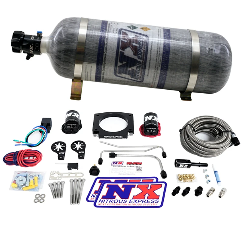 Nitrous Express LS Single Entry 90mm Plate Hardline System für universelle Fahrzeuge (50-400hp) mit 12lb Flasche