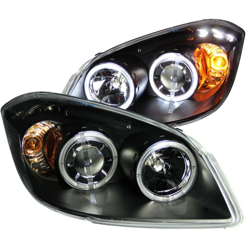 ANZO 2005-2010 Chevrolet Cobalt Projektor-Scheinwerfer mit Halo Schwarz mit LED