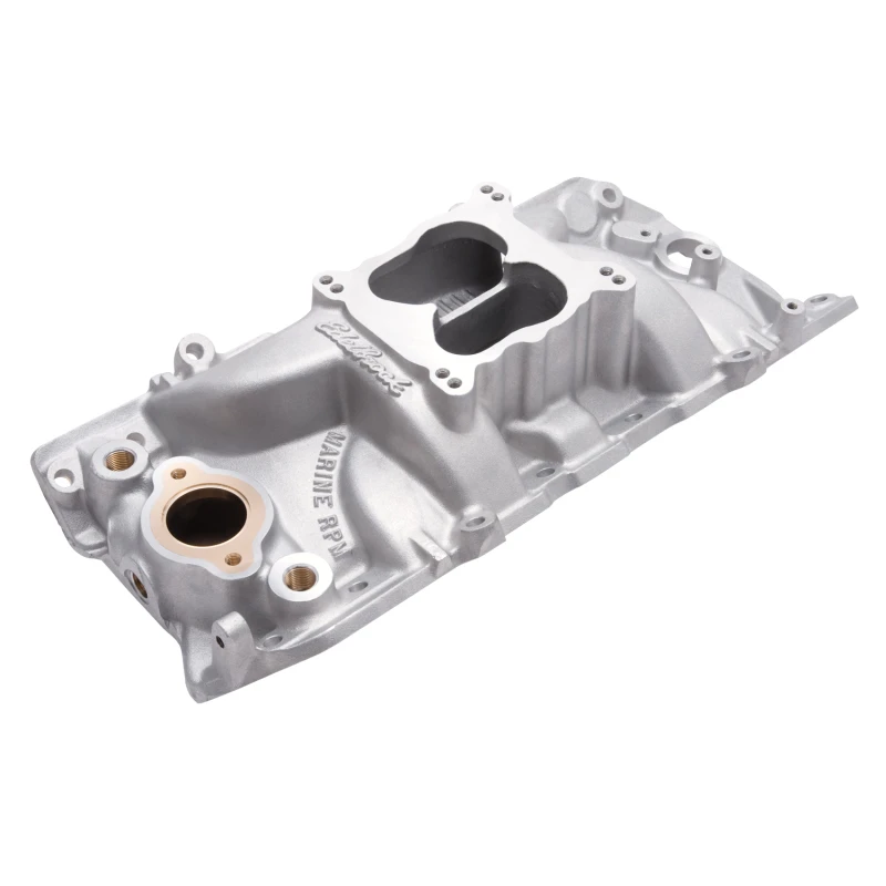 Edelbrock-Ansaugkrümmer Marine RPM Chevy Big Block Oval Port mit Messing