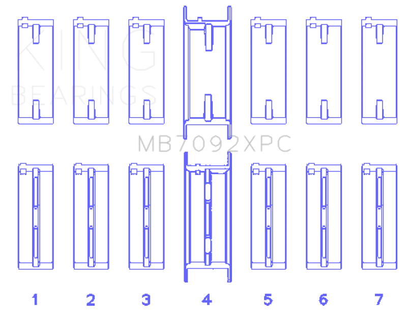 King Engine Bearings Nissan RB26DETT 24V (Size .026) XP Coated Tri Metal Main Bearing Set