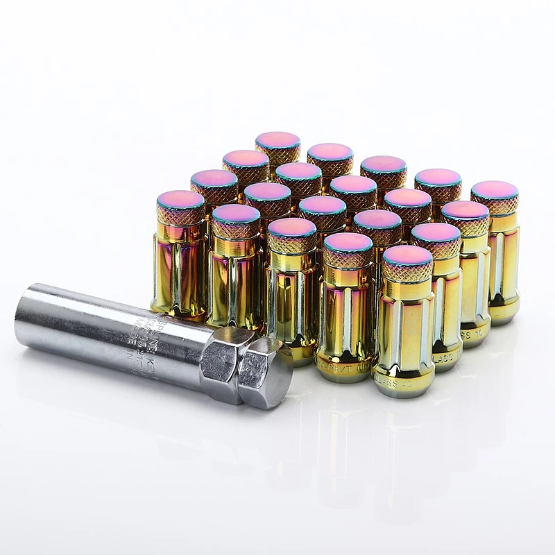 JR Stahl Lug Nuts Radmuttern für Subaru Nissan Suzuki Mazda M12x1.25 Neo Chrome geschlossen