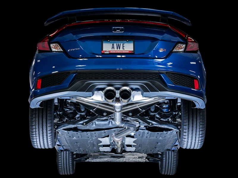 AWE Tuning 2016+ Honda Civic Si Track Edition Auspuff mit Frontrohr und Dual Chrome Silber Tips
