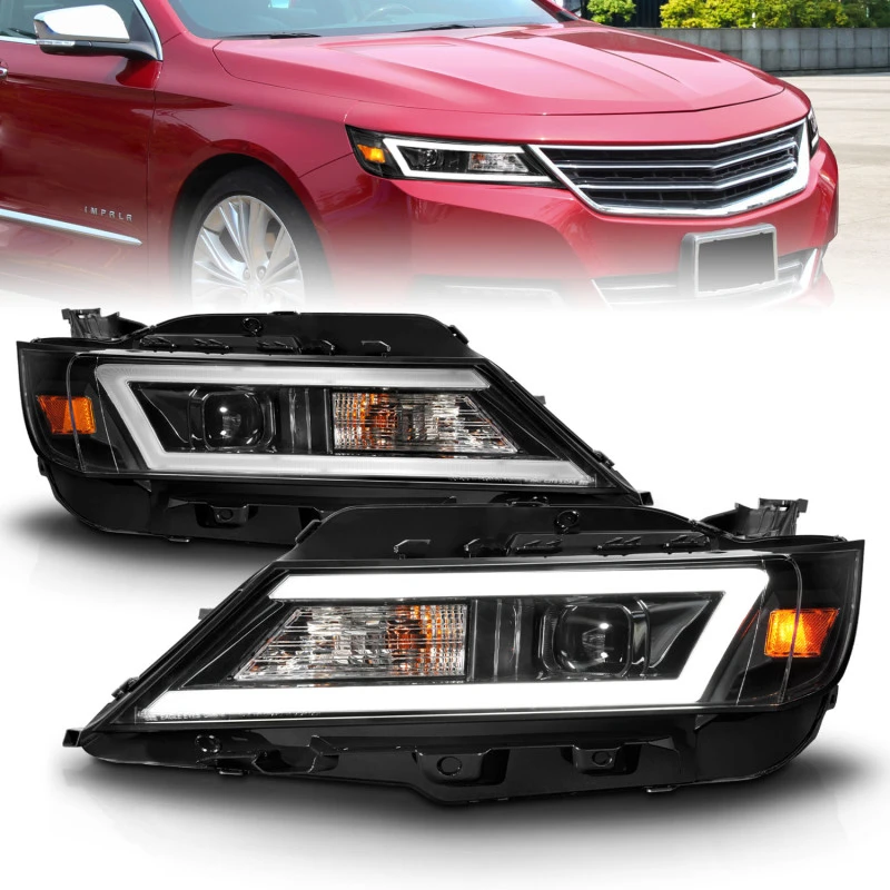 Anzo 14-20 Chevrolet Impala Quadratischer Projektor-LED-Leuchtbalken-Scheinwerfer mit schwarzem Gehäuse