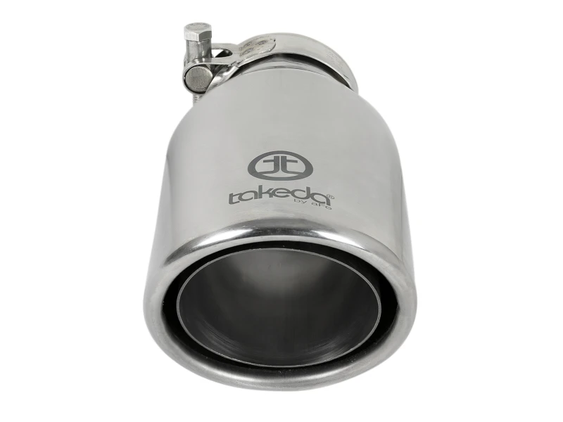 aFe Takeda 304 Stainless Steel Clamp-On Exhaust Tip 2.5in. Inlet / 4in. Outlet / 8in. L - Polished