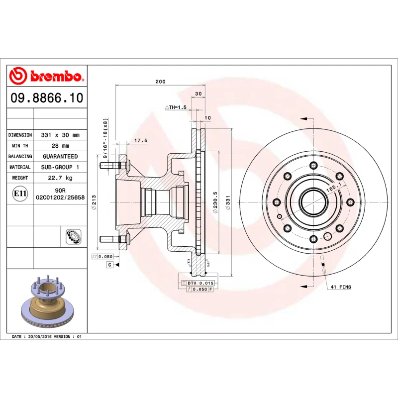 Brembo 03-05 Ford E-350 Club Wagon/95-98 E-350 Econoline Front Premium OE Equivalent Rotor