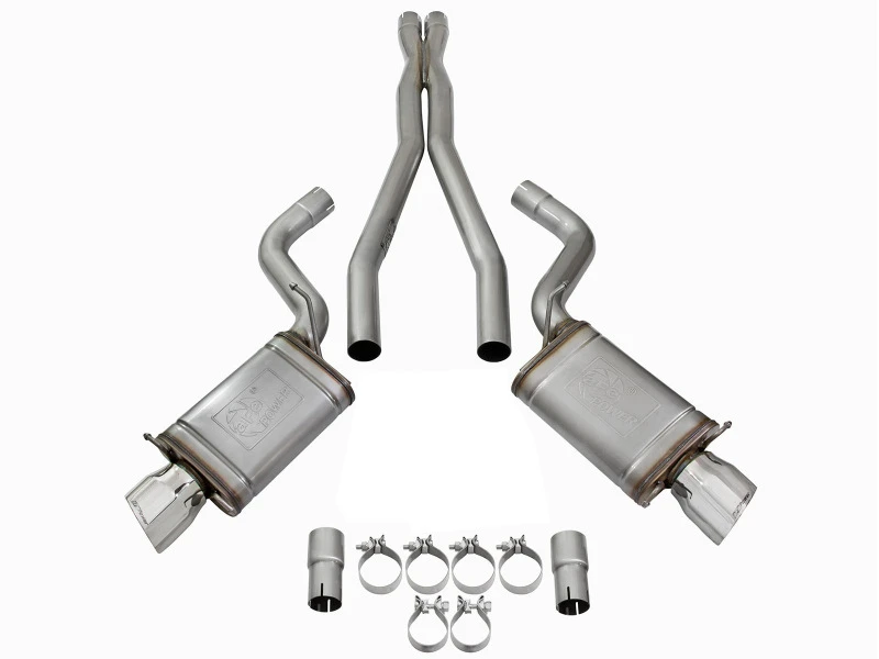 aFe Mach Force-Xp 3in CB Edelstahl Dual Auspuffsystem mit polierten Endstücken 09-15 Cadillac CTS-V