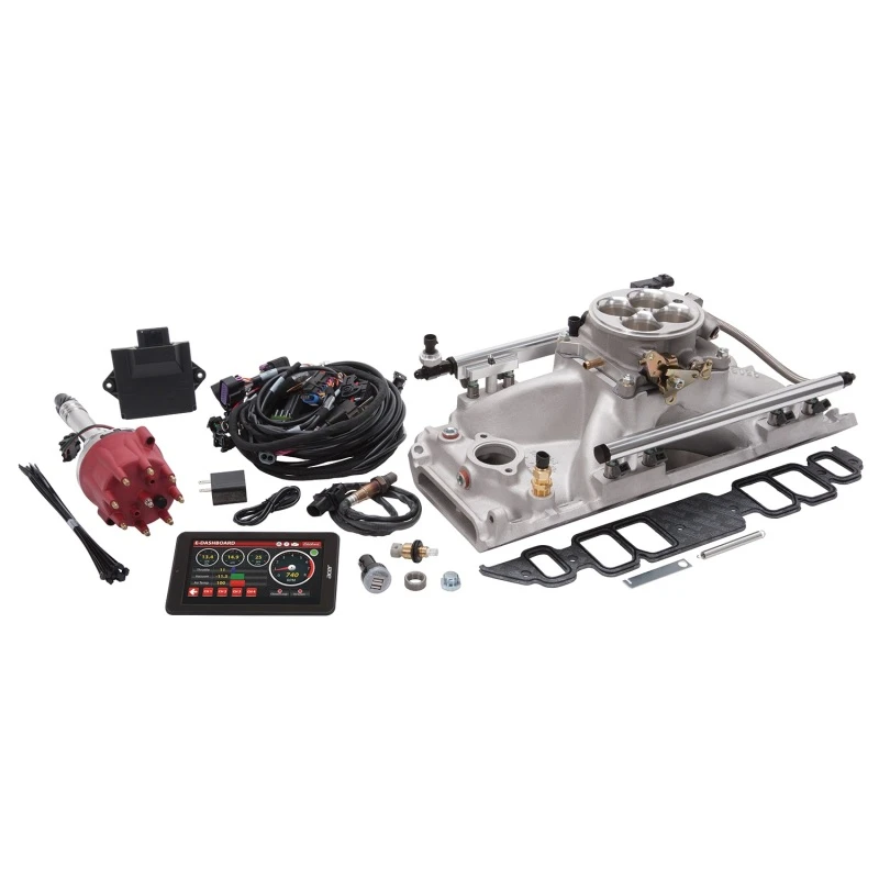 edelbrock_35860-6793250e2b0ac Edelbrock Pro Flo 4 EFI-System Seq Port BBC Rect Port 9.8 Deck 775 Max PS 60lb/hr Satin-Finish