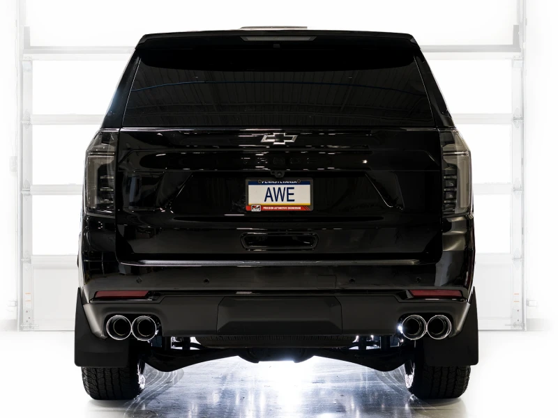 AWE Tuning 2021+ GMC Suburban/Yukon XL 5.3L 0FG Split Rear Exit Catback - Quad Chrome Silver Tips