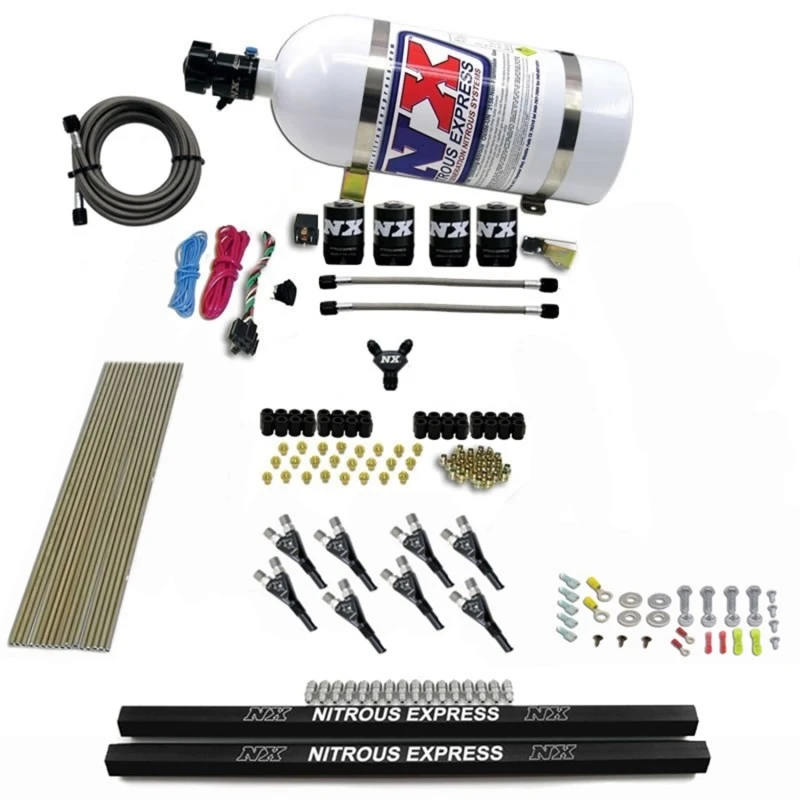 Nitrous Express Pro-Shk/Gas 4 Solenoids Nitrous Kit (200-600PS) mit Rails und 10lb Flasche