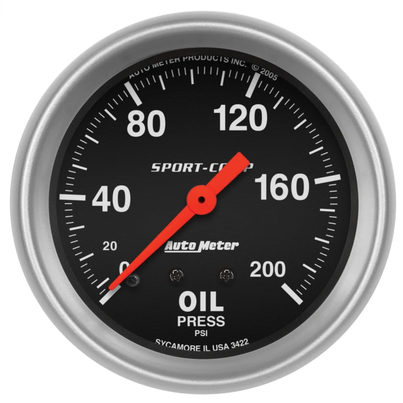 Autometer 2-5/8in 200 PSI Mechanical Sport-Comp Oil Pressure Gauge