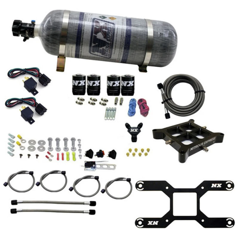 Nitrous Express 4150 Doppelstufen-Billet-Crossbar-Nitrous-Kit (50-300 & 100-500PS) mit Composite-Flasche