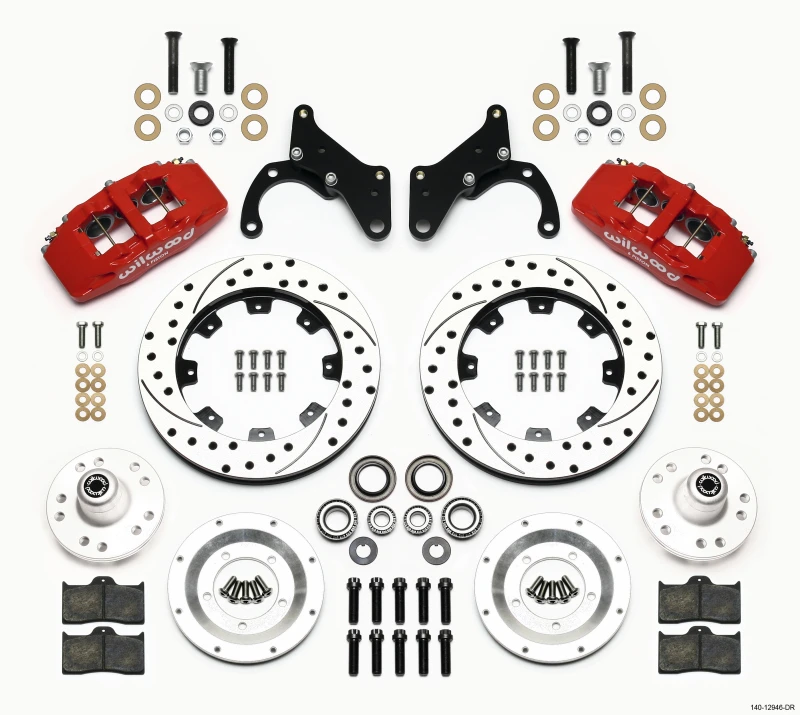 Wilwood Dynapro 6 Vorderes Naben-Kit 12,19 Zoll gebohrt rot 69-70 Impala Trommel/Scheibe 69-82 Vette