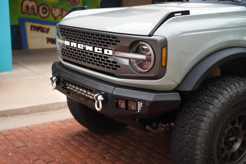 DV8 Offroad 2021+ Ford Bronco Bumper- Accommodates 20in Dual Row Light Bar & (4) 3in Pod Light Mount