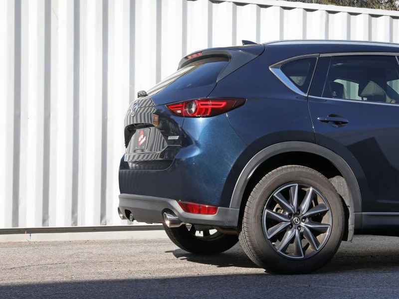 aFe Takeda 17-21 Mazda CX-5 2.5L (t) 2.5 Zoll Edelstahl-Achse-Endschalldämpfer-System mit polierten Endstücken