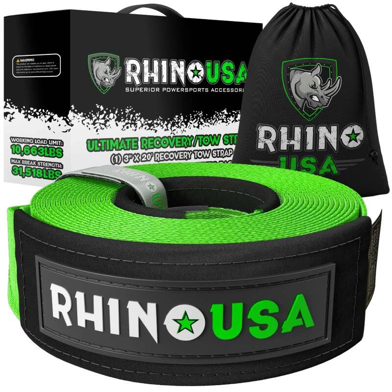 Rhino USA Recovery Tow Strap 3Inx30Ft (Grün)