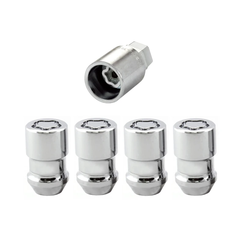 McGard Radschlossmutter-Set - 4 Stück (Kegelsitz) 1/2-20 / 3/4 & 13/16 Dual Hex / 1,46 Zoll Länge - Chrom