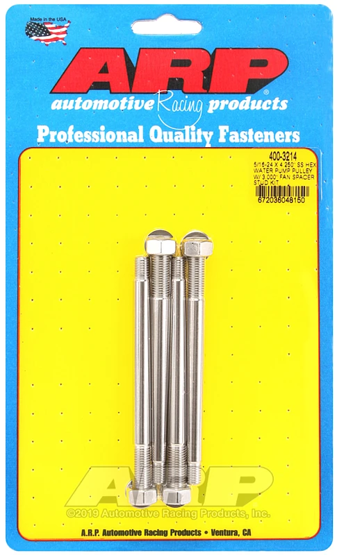ARP 5/16-24 X 4.250 SS Sechskant-Wasserpumpen-Riemenscheibe mit 3.000in Lüfterabstandshalter-Stud Kit