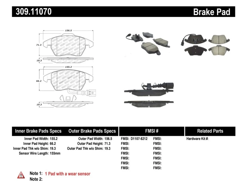 stoptech_309.11070-6794e63ec35e9 StopTech Performance 06-10 Audi A3 / 08-10 Audi TT / 06-09 VW GTI / 05-10 Jetta Front Brake Pads