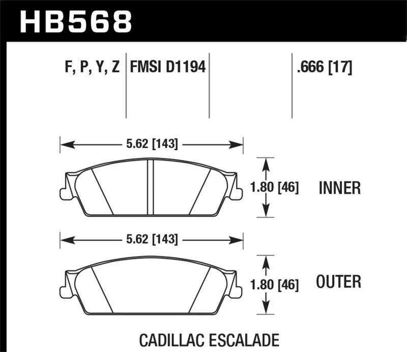 Hawk 07-08 Escalade 6.2 / 07-08 Avalanche Super Duty Hintere Bremse Beläge
