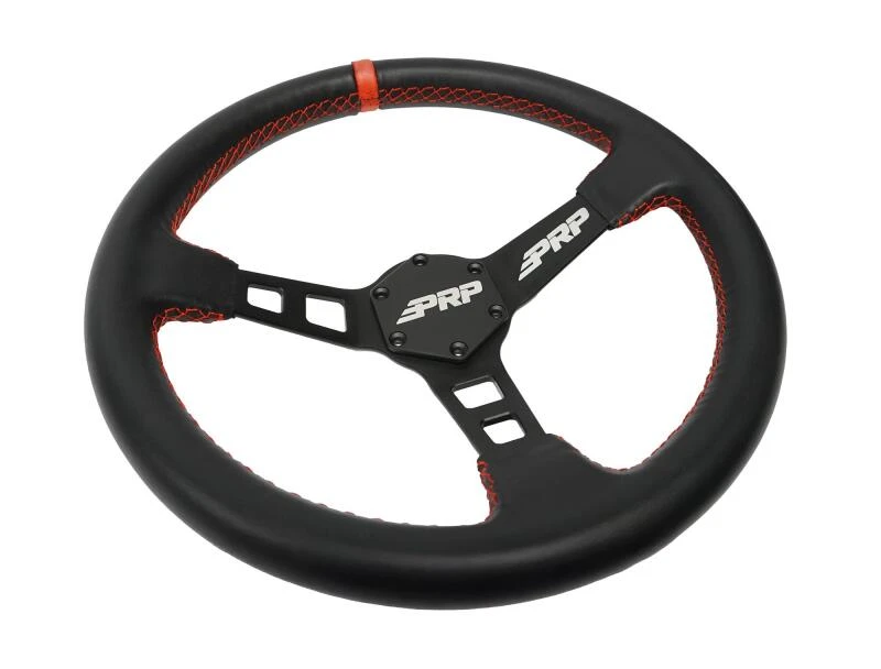 PRP Deep Dish Leather Steering Wheel - Red