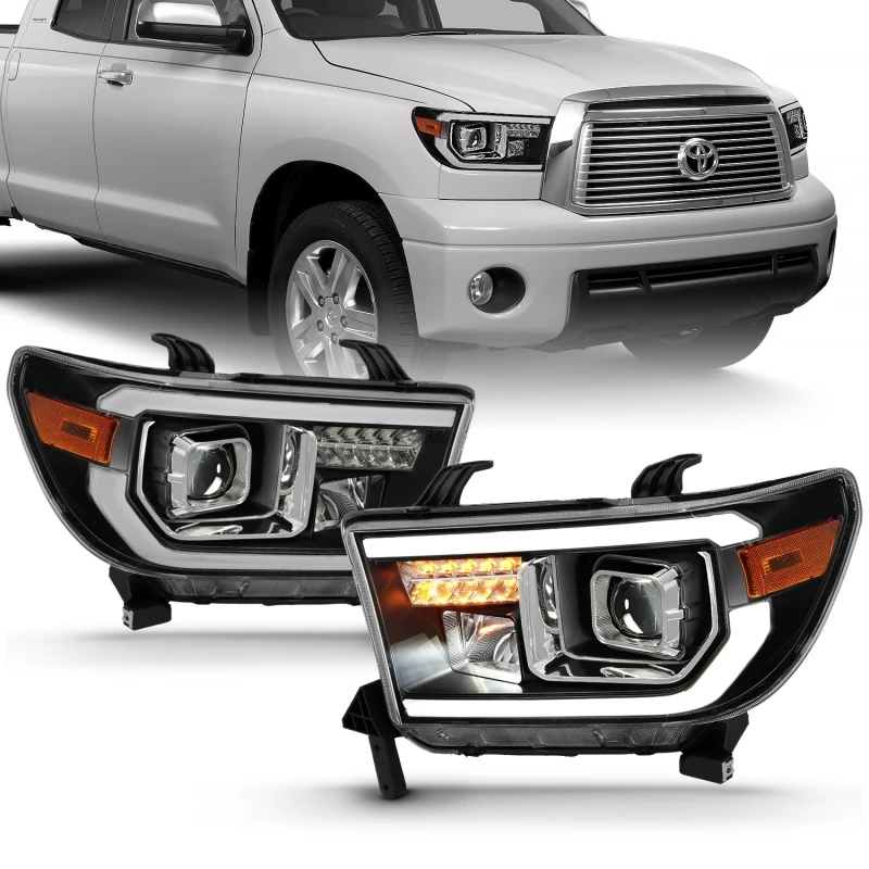 ANZO 2007-2014 Toyota Tundra Projektor Lichtleiste H.L Schwarz Amber(Led Fernlicht) (Halogen-Version)