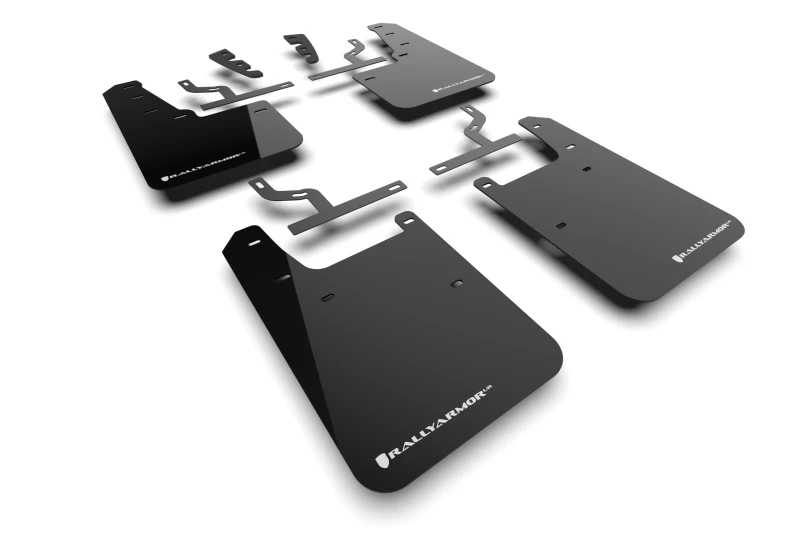 Rally Armor 22-24 Toyota Tundra Schwarzes UR-Schmutzfang mit weißem Logo