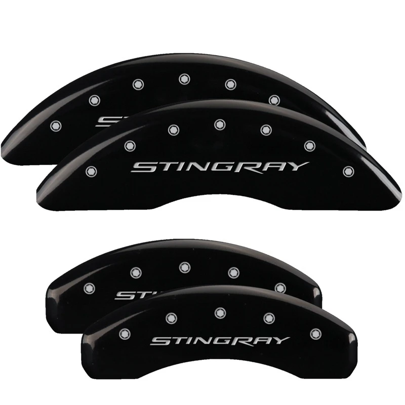 MGP 4 Bremse Caliper Abdeckungen Gravur Vorne & Hinten Stingray Schwarz Finish Silber