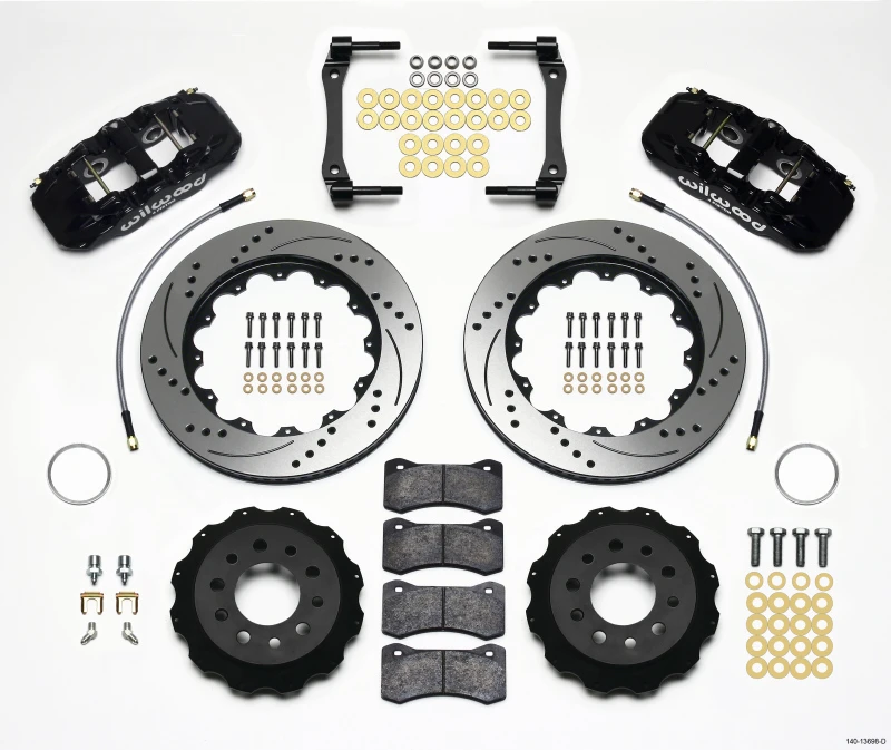 Wilwood AERO4 Hinterrad-Kit 14,25 Zoll gebohrt 2014-Up Corvette C7 mit Leitungen