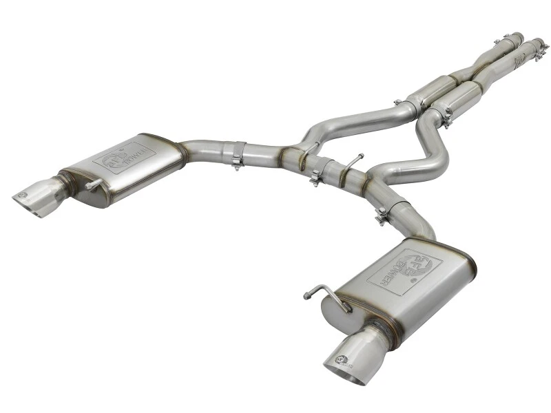 aFe MACHForce XP 3-Zoll-Sport-Ton Cat-Back Auspuffanlagen mit polierten Endrohren 15-17 Ford Mustang V6/V8