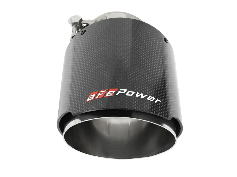 aFe MACH Force-Xp 304 SS Clamp-On Exhaust Tip 2.5in. Inlet / 4.5in. Outlet / 7in. L - Carbon Fiber