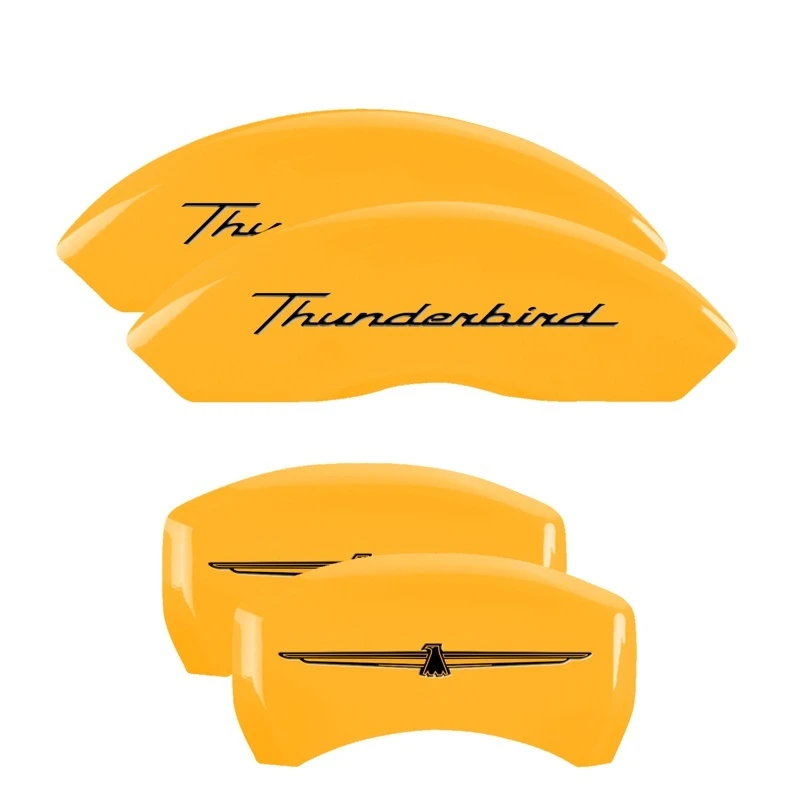 MGP 4 Bremssattel-Abdeckungen Eng Fr Keine Schrauben/TBird Rr Keine Schrauben/TBird Gelb Finish Schwarz Char 05 Ford Thunderbird