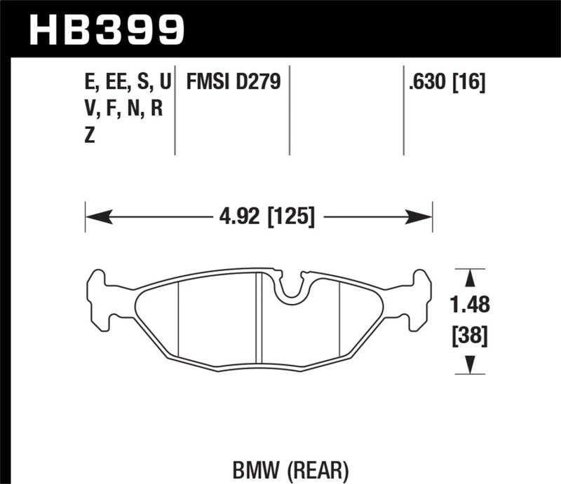 Hawk 86-87 BMW 325 2.7L Heck ER-1 Bremse Beläge