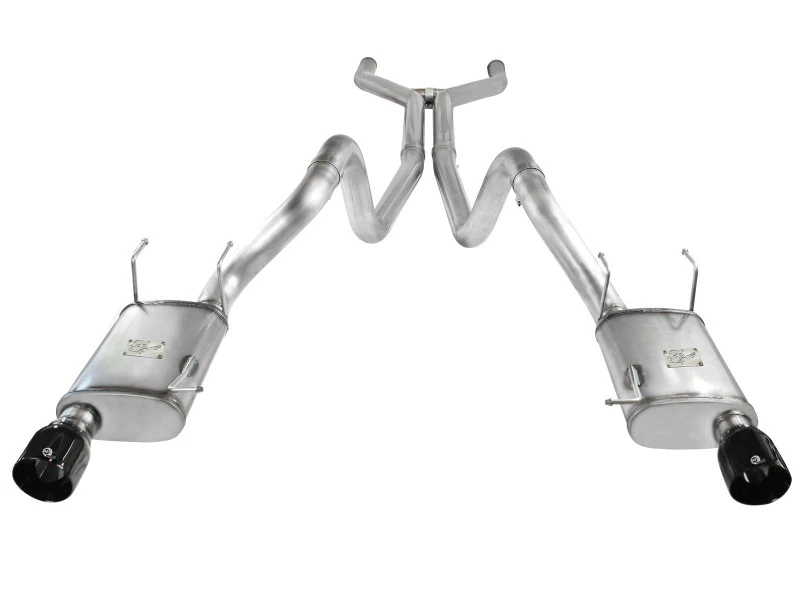 aFe MACHForce XP Kat-Abgasanlage 3 Zoll SS mit schwarzen Endrohren 11-14 Ford Mustang GT V8 5.0L