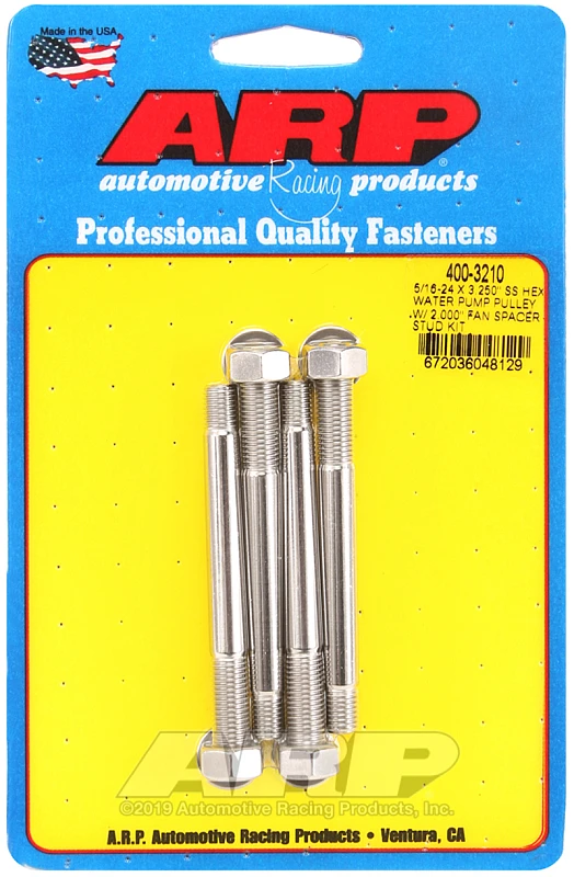 ARP 5/16-24 X 3.250 SS Hex Wasserpumpen-Riemenscheibe mit 2.000in Lüfter-Abstandshalter-Stift-Kit