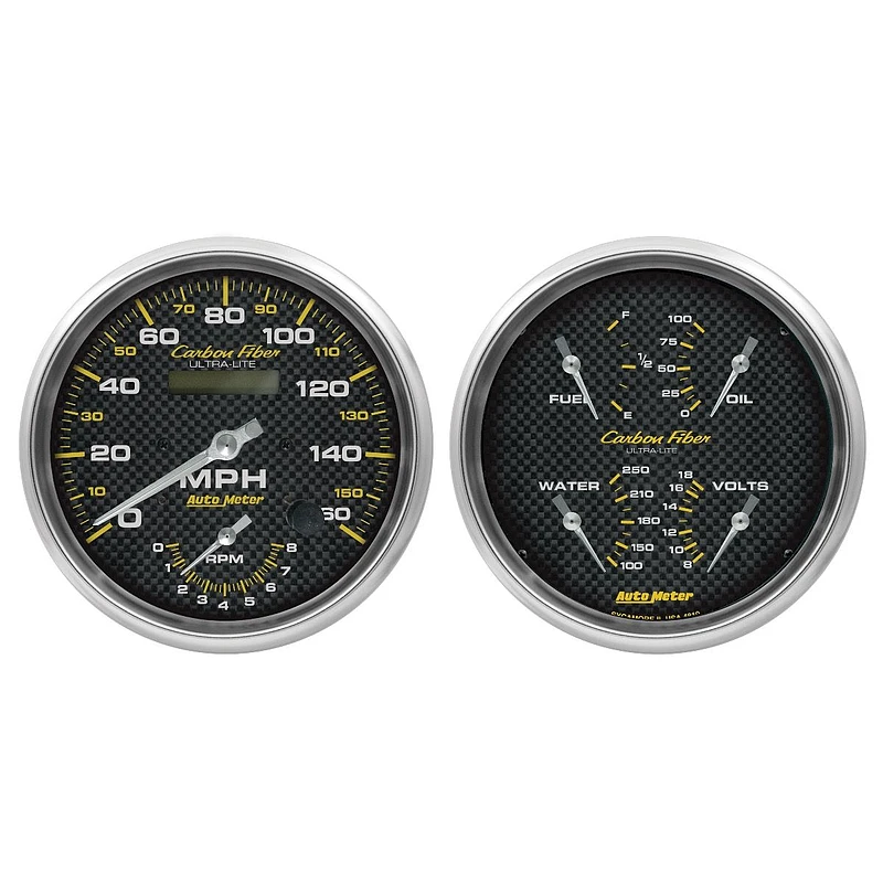Autometer Carbon-Faser-Messgerät-Kit 2-teilig Quad & Tach/Speedo 5 Zoll